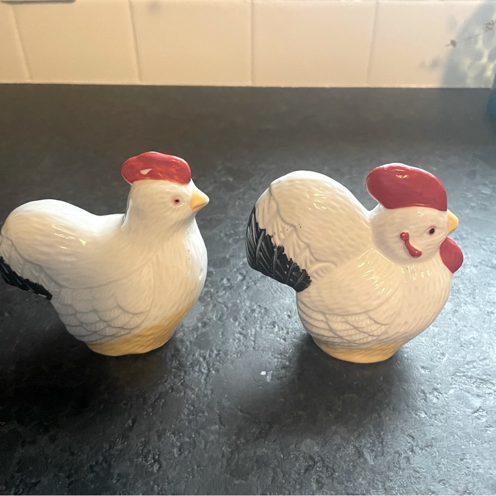 Set of Hen and Rooster Salt and Pepper Shakers